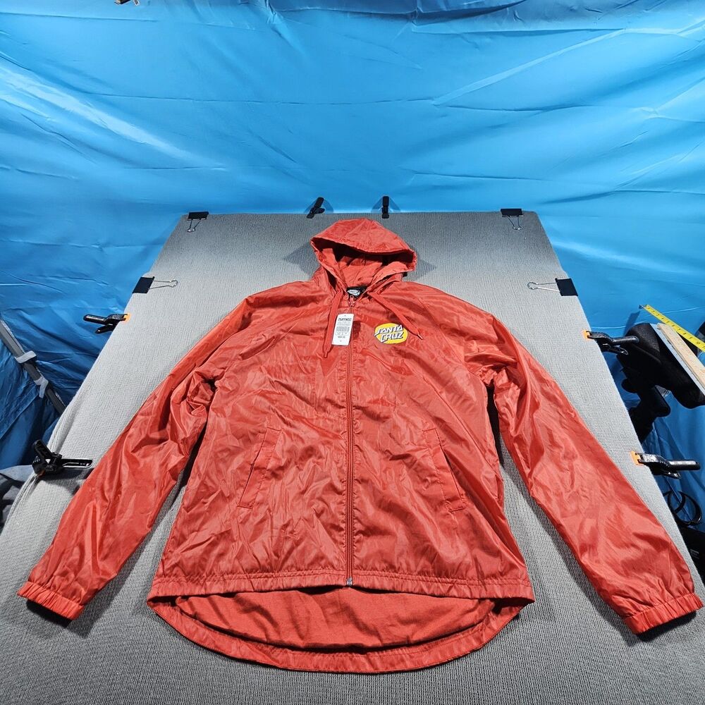 NWT Santa Cruz Skateboard Windbreaker Hooded  Red  Women Size L